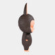 A side view of The Monster Freckles Mega Labubu Sculpture - 160cm by Giant Sculptures, a cute, cartoonish figure with a fuzzy brown suit, large ears, and round face, standing upright against a plain white background.