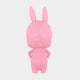 A pink, furry, bunny-eared figure stands with its back to the viewer, arms bent and hands on hips. The Monster Mega Labubu Sculpture - 160cm by Giant Sculptures features lifelike faux-fur texture against a plain white background.