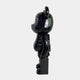 The Midnight Crest Bear Sculpture - 70cm by Giant Sculptures stands upright in profile, featuring rounded ears and a shiny piano-gloss black resin finish that gleams against a plain light gray background.