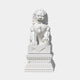 White marble guardian lion seated with a forepaw on a cub, on a carved plinth