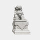 White marble Chinese guardian lion with a dragon-mask collar and a paw on a ball, 180cm