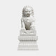 White marble guardian lion with grey veining on a three-tier plinth, 200cm
