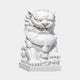 White marble Chinese guardian lion with a cub tucked under its forepaw, 180cm