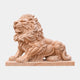 Pink marble lion lying couchant with its head turned back over its shoulder, 180cm