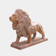 Veined brown marble lion standing four-square and roaring, 180cm