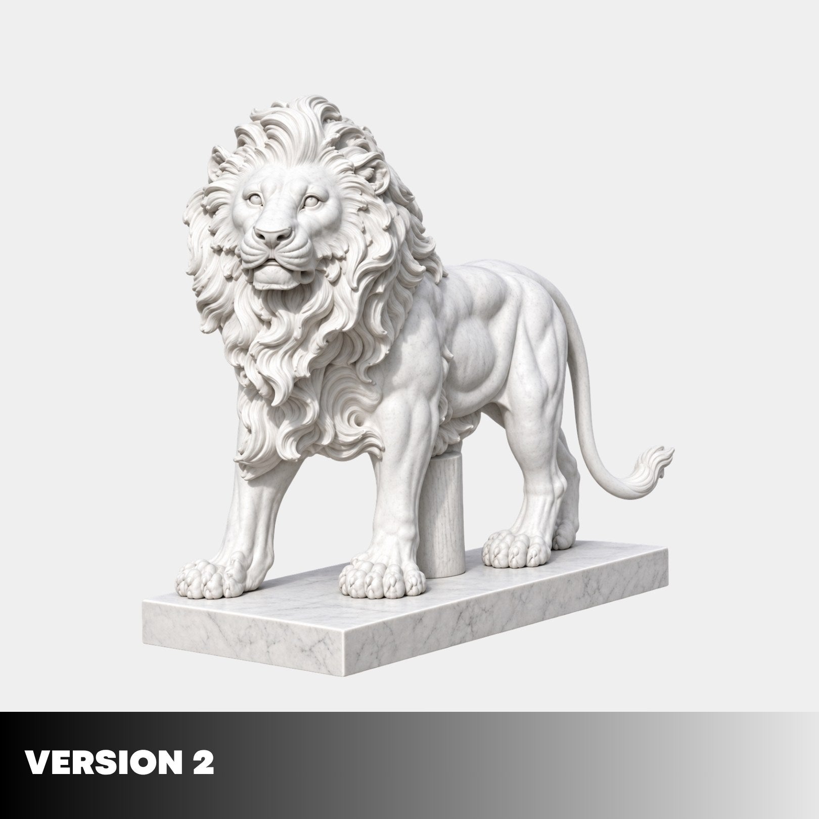 Version 2 of the standing lion, turned in profile with the jaws open