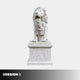 Version 1 of the marble lion on its moulded pedestal, square to the front