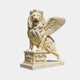 Cream marble winged lion roaring with one feathered wing swept back