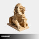 Version 1 of the couchant honey marble lion, forepaws laid flat