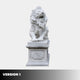Version 1 of the seated marble lion on its pedestal, roaring