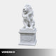 Version 2 of the seated lion on its pedestal, mouth closed and head high