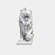 White marble lion seated and roaring with a forepaw on a sphere