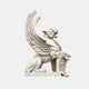 Ivory white marble winged lion seated with one wing raised high