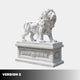 Version 2 of the lion on its swagged pedestal, head higher and squarer on