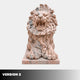 Version 2 of the seated pink marble lion, roaring with the mouth open