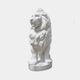 White marble lion standing with a mane cut in broad flat lobes