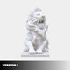 Version 1 of the seated marble lion, head turned to one side