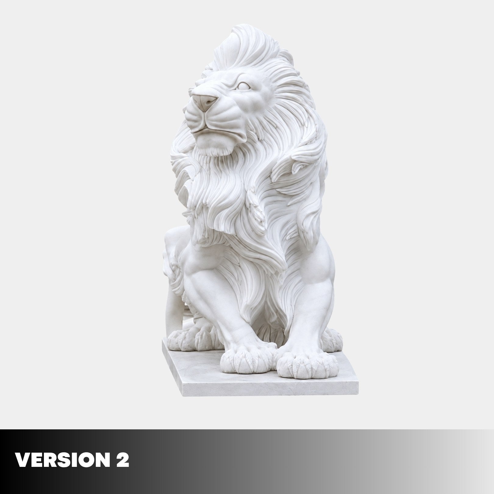 Version 2 of the seated lion, head turned the other way and the mane recut