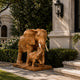 Caramel marble elephant with her calf, both carved on one slab