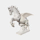 White marble Pegasus springing from a bank of carved cloud with wings swept back