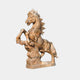 Brown marble horse rearing on carved cloud-scrolls with a streaming mane