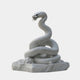 White marble snake rising from a heap of coils with its mouth open