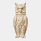 Beige marble owl standing upright with two inset eye domes