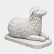 White marble sheep lying couchant with a deeply carved curled fleece