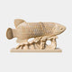 Beige marble arowana over carved waves with a string of six pierced coins