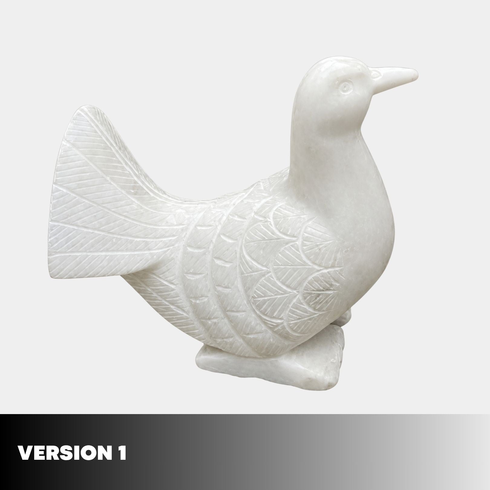 Version 1 of the small marble dove, wings folded and the tail fanned flat