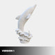 Version 1 of the leaping marble dolphin, body curved in a deep arc