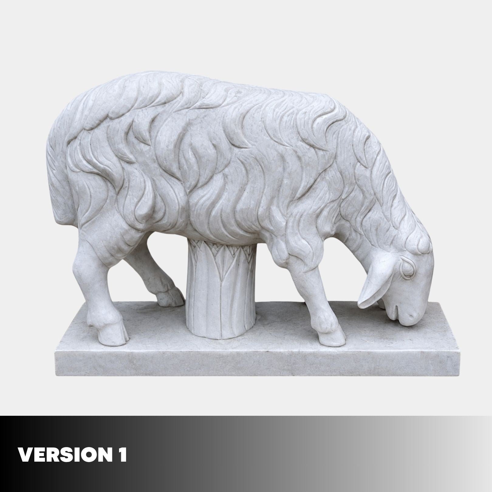 Version 1 of the standing marble sheep, grazing with the head down