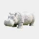 White marble hippopotamus standing on its own four feet with bold grey veining