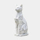 White marble cat sitting upright, cut into flat planes with rounded toes
