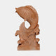 Terracotta marble fish leaping from carved water with a fanned tail