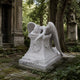 The weeping angel memorial in an old cemetery among mature trees