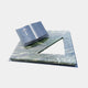 Blue-grey marble open book grave ledger with a pale cross on the left page, 35cm