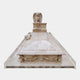 Marble chest tomb with a rose swag frieze, a seated angel and a carved dove, 220cm