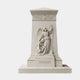 Cream marble monument carved with a standing angel and a kneeling mourner, 300cm