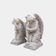 White marble kneeling angel holding an inverted torch on a square base, 100cm