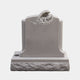 Grey stippled stone child memorial with a sleeping infant cradled in a carved wing, 120cm