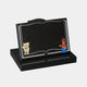 Mirror polished black granite open book child memorial with fine incised borders, 70cm