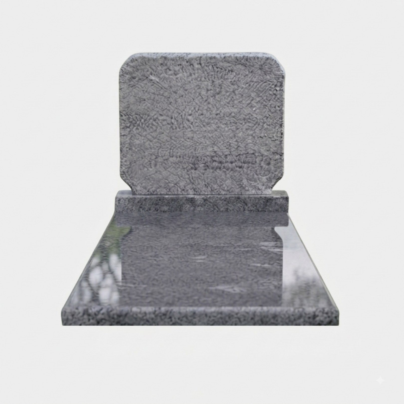 Grey granite lawn memorial with a pitched tablet on a mirror polished ledger, 120cm