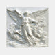 White marble winged angel relief panel 150cm with spread wings above cloud