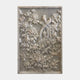 Translucent grey stone relief panel 120cm with peonies and two longtail birds
