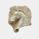 Cream marble horse head in high relief 80cm emerging from a rough-hewn slab