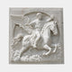 White marble relief panel 180cm with a winged rider on horseback above cloud