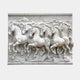 White marble relief panel 180cm wide with six horses galloping in high relief