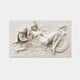 White marble relief panel 60cm wide with a reclining nude and two winged putti