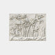 White marble relief panel 100cm wide with a bamboo grove above a rockery band